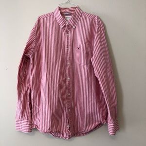 American Eagle Red/White Button Up L
